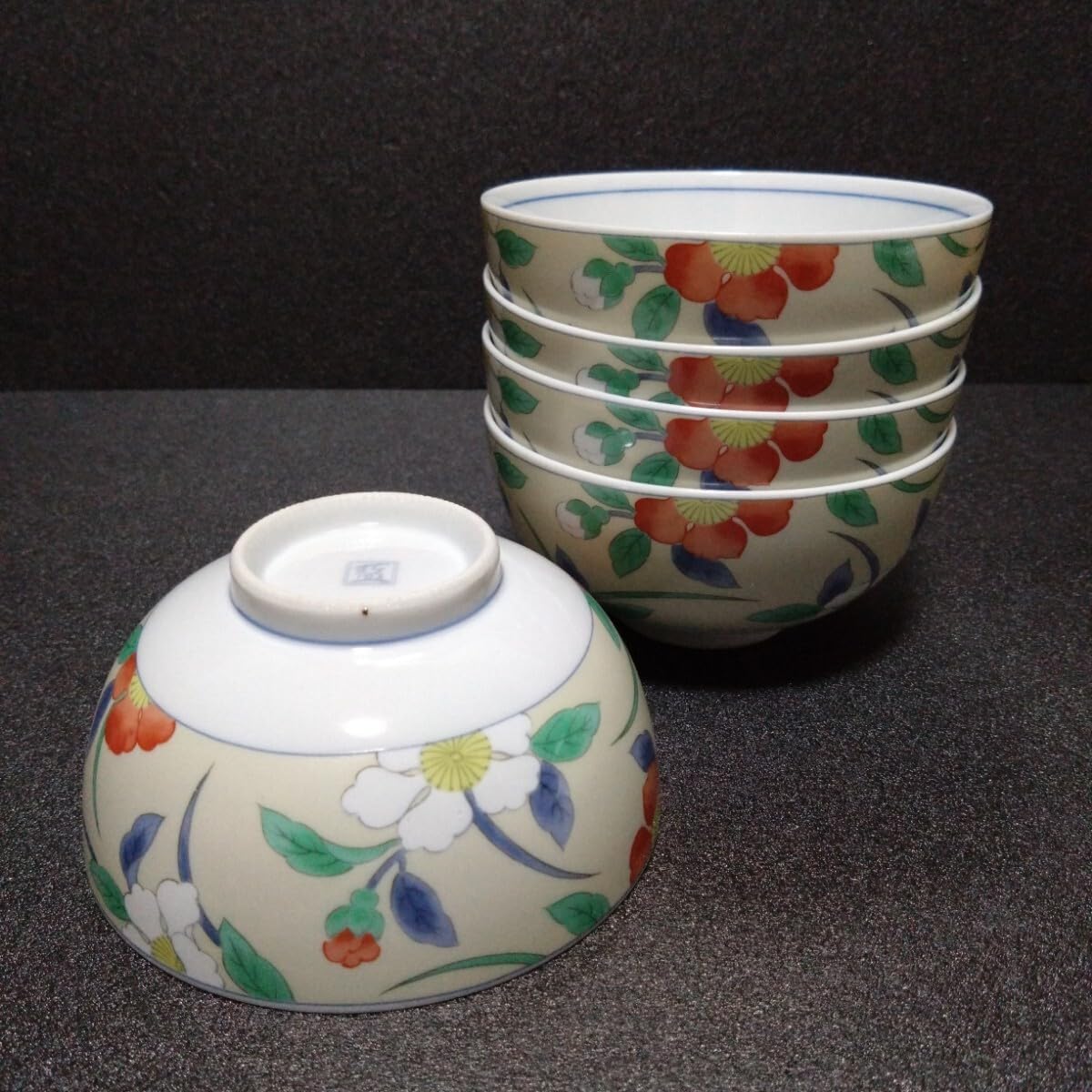 真作保証 陶泉 千漢鳳造 聞慶窯 櫛目割高台茶碗 猫掻茶碗 共箱付